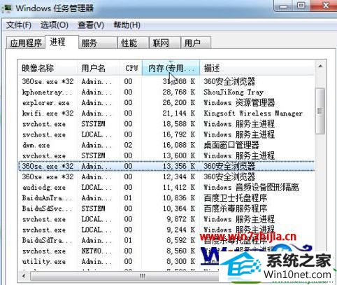 win10系统查看哪些软件耗内存的操作方法