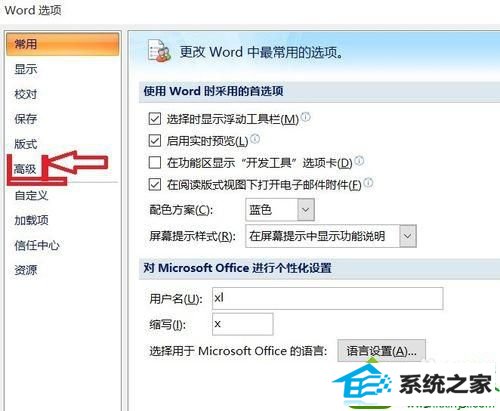 点击“高级” win10系统word输入文字后会自动被删除的解决方法